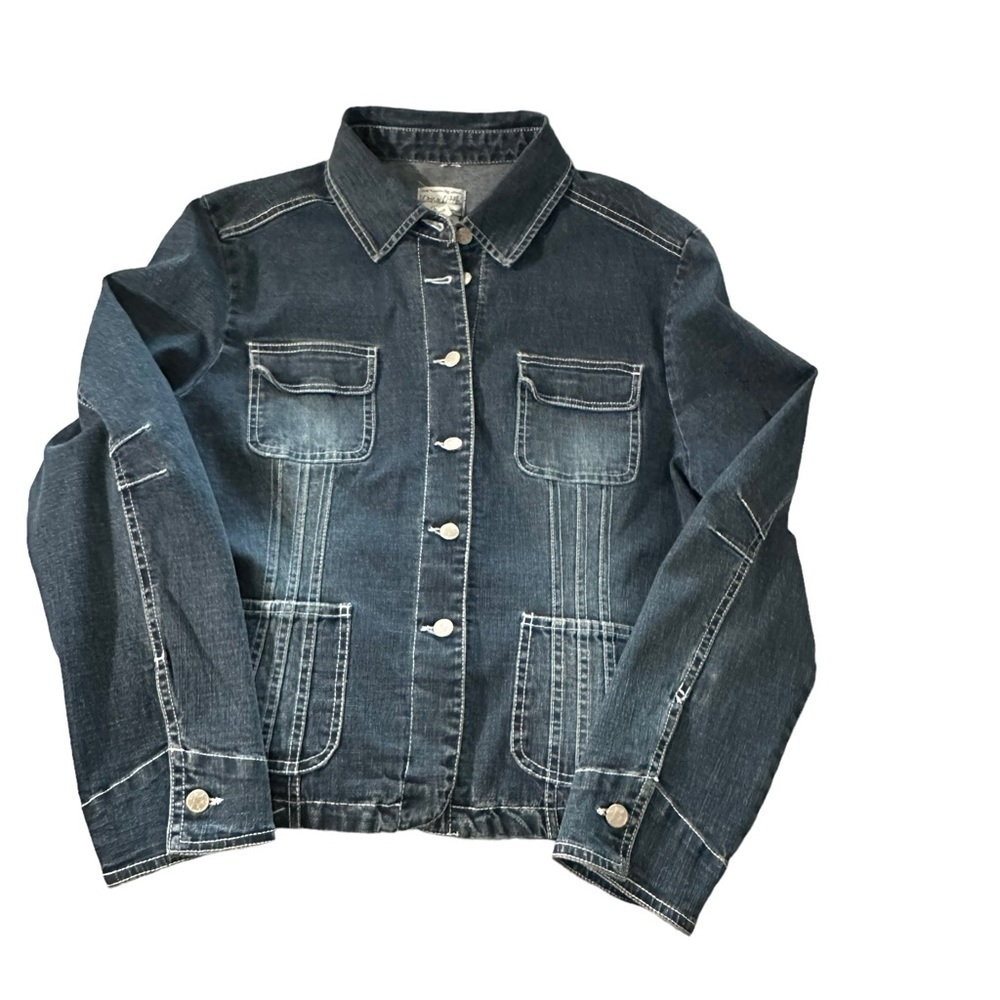 Live A Little women's jean jacket size large, pit to pit 21", length 22"